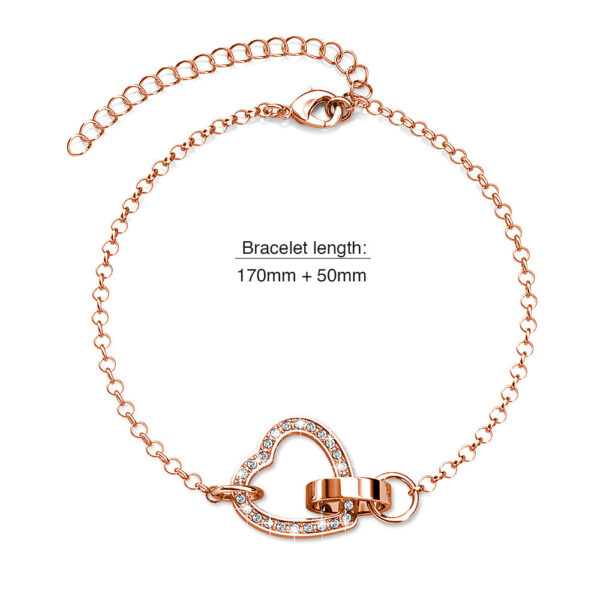 Rose Gold Interlocking Heart and Ring Necklace Embellished with SWAROVSKI® Crystals - Image 6