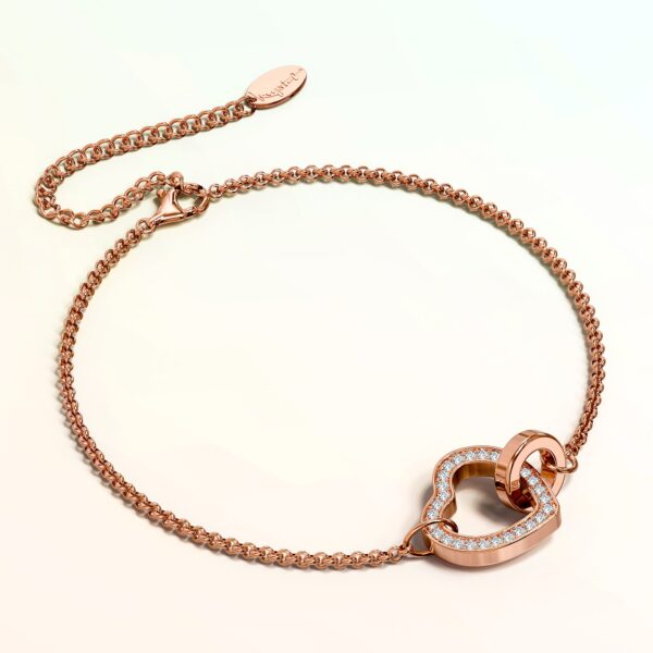 Rose Gold Interlocking Heart and Ring Necklace Embellished with SWAROVSKI® Crystals - Image 2