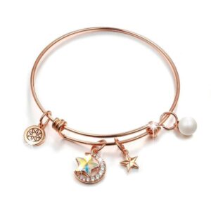 Star Moon Adjustable Bangle Embellished With SWAROVSKI® Crystals