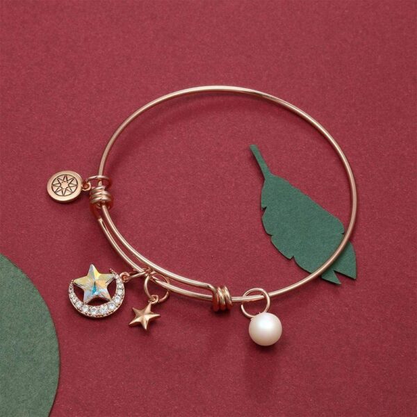 Star Moon Adjustable Bangle Embellished With SWAROVSKI® Crystals - Image 2