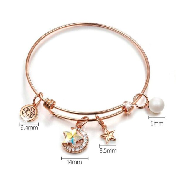 Star Moon Adjustable Bangle Embellished With SWAROVSKI® Crystals - Image 4