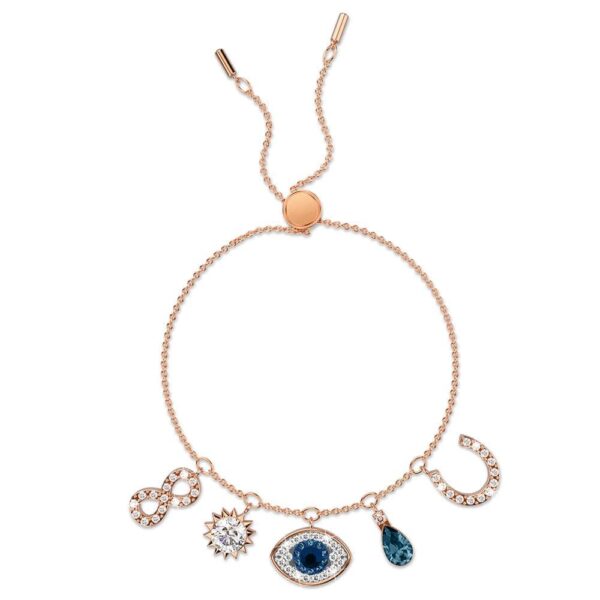 The Evil Eye to Infinity Slider Bracelet Embellished with SWAROVSKI® Crystals in Rose Gold - Image 2