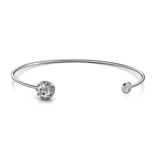 Ultra-Chic Open Bangle White Gold Embellished with SWAROVSKI® Crystals - Image 2