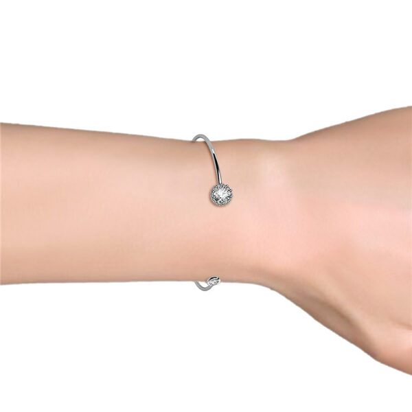 Ultra-Chic Open Bangle White Gold Embellished with SWAROVSKI® Crystals - Image 4
