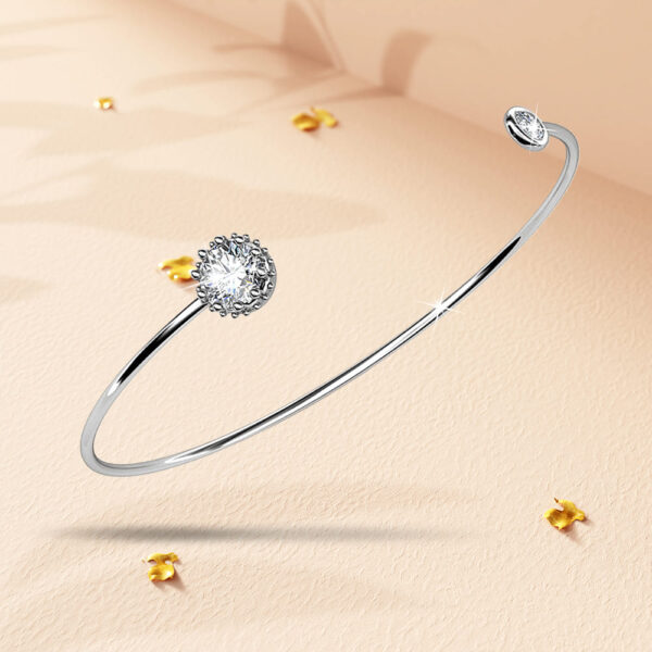 Ultra-Chic Open Bangle White Gold Embellished with SWAROVSKI® Crystals - Image 3