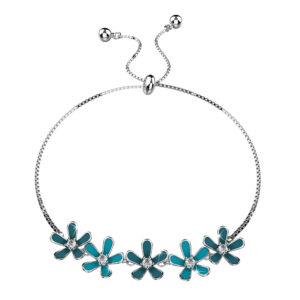 Petalia Turquoise Blue Bracelet Featured SWAROVSKI® Crystals in White Gold