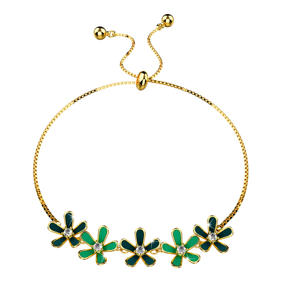 Petalia Olive Green Bracelet Featured SWAROVSKI® Crystals in Gold