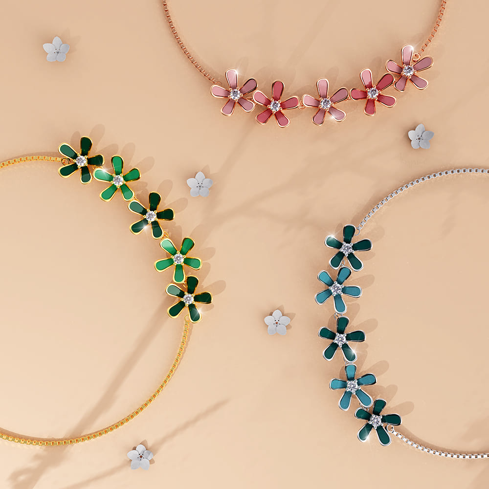 Petalia Olive Green Bracelet Featured SWAROVSKI® Crystals in Gold - Image 6