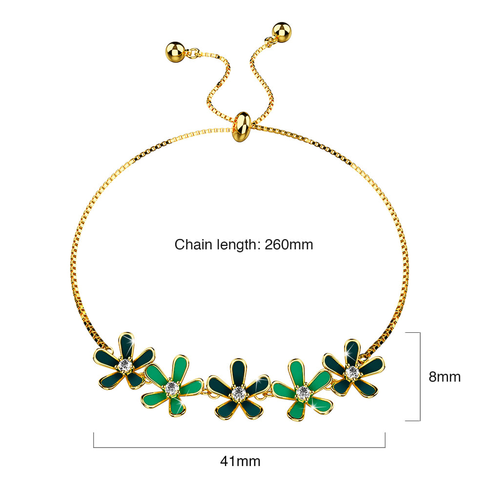 Petalia Olive Green Bracelet Featured SWAROVSKI® Crystals in Gold - Image 7