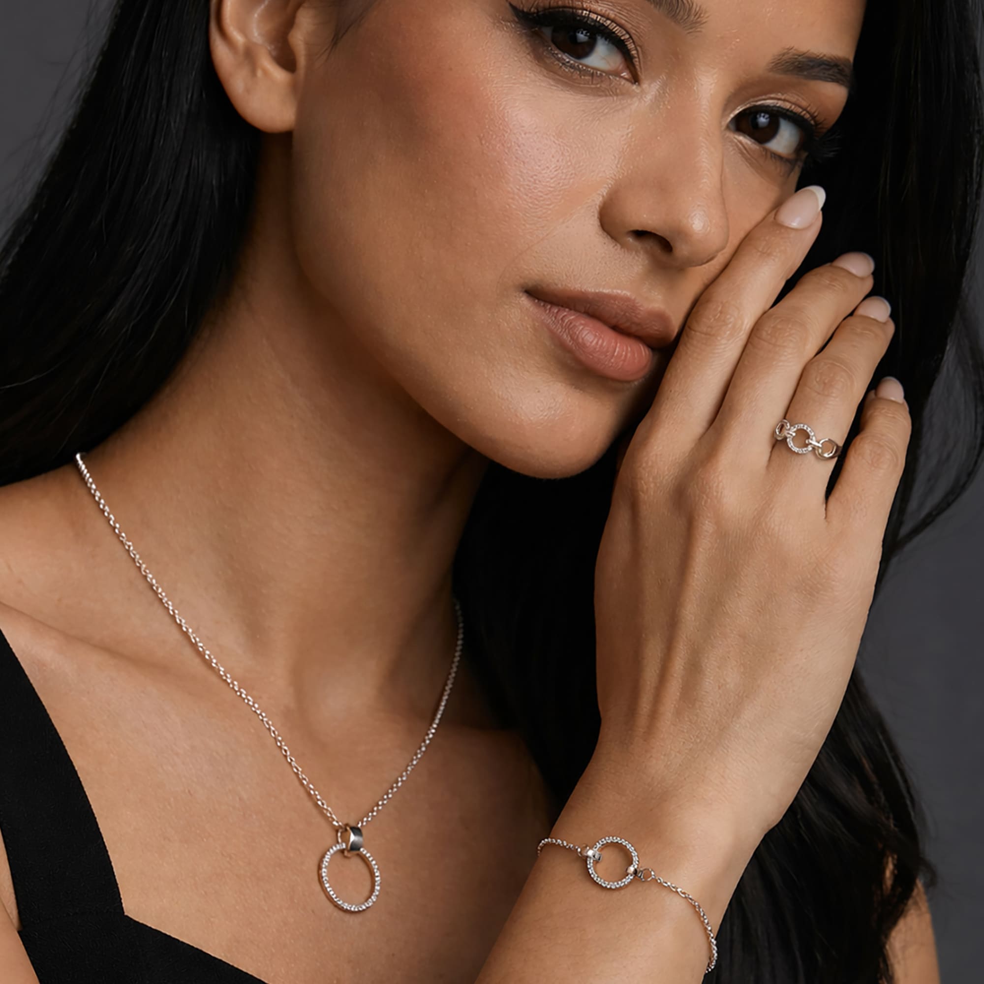 Orbit of Charm Necklace Embellished with SWAROVSKI® Crystal in White Gold - Image 11