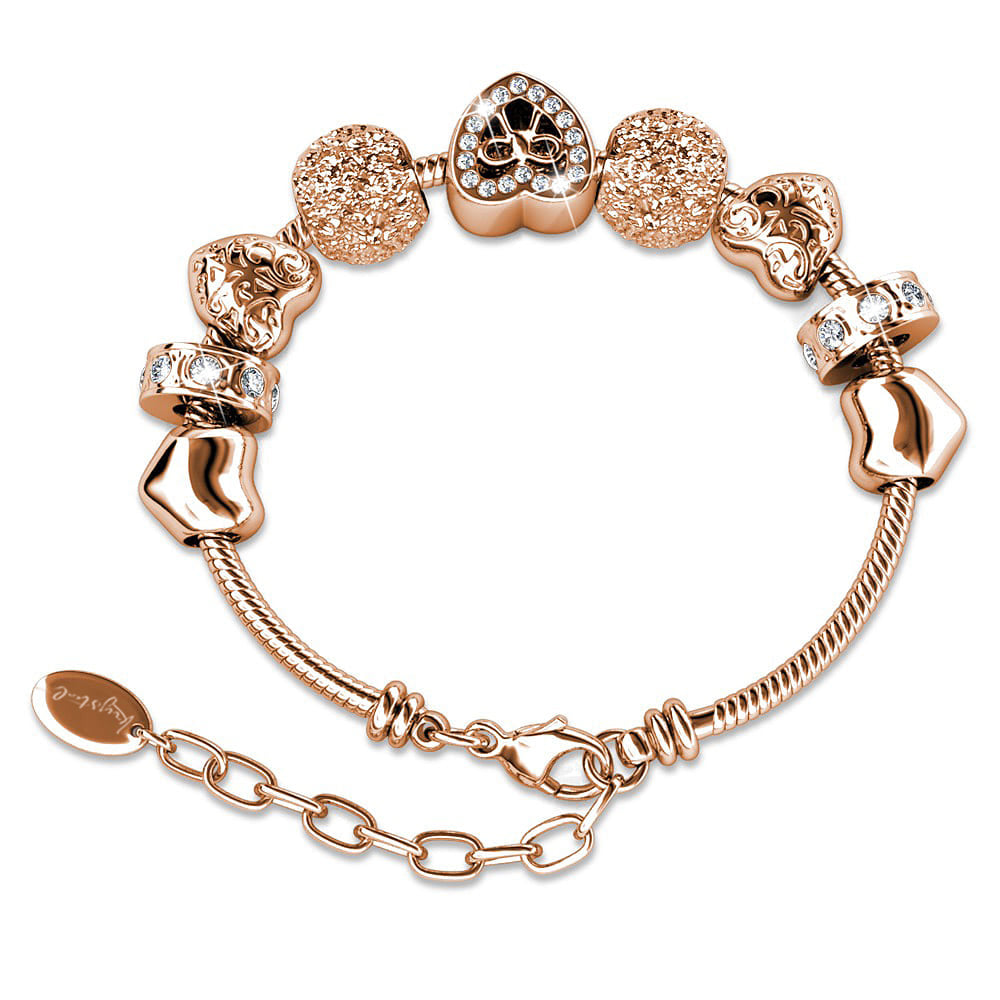 Rose Gold Amore Beaded Bracelet Embellished with SWAROVSKI® Crystals - Image 2