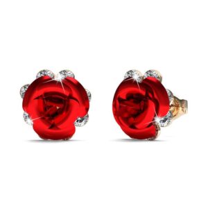 Red Roses Studs Embellished with SWAROVSKI® Crystals