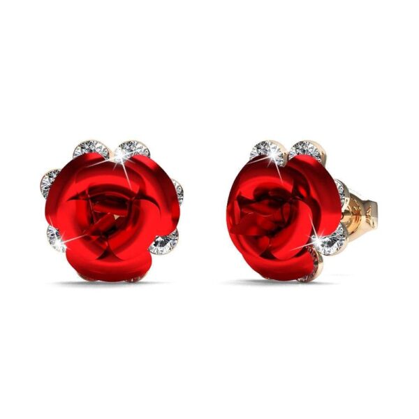 Red Roses Studs Embellished with SWAROVSKI® Crystals
