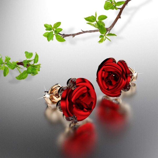 Red Roses Studs Embellished with SWAROVSKI® Crystals - Image 2