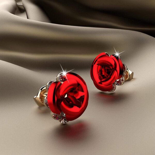 Red Roses Studs Embellished with SWAROVSKI® Crystals - Image 3
