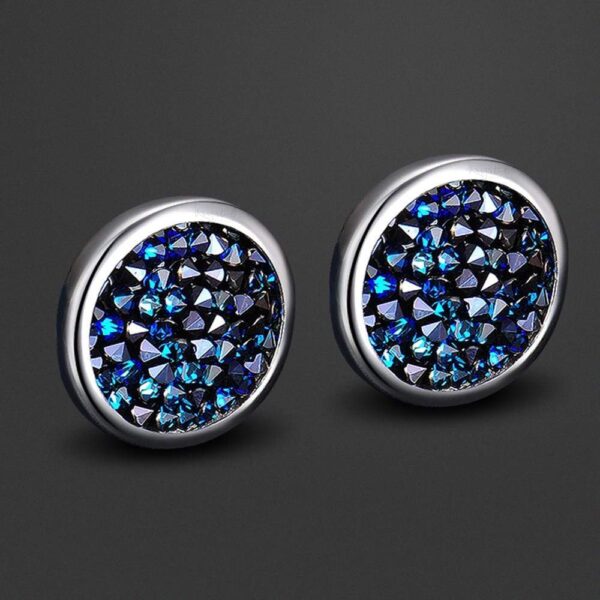Glitzy Stud Earrings Bermuda Blue Embellished with SWAROVSKI® Crystals - Image 3