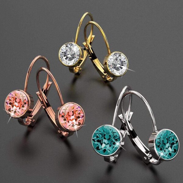 Audrey Lever Back Earrings Embellished with SWAROVSKI® Crystals - Blue Zircon - Image 4