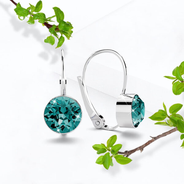 Audrey Lever Back Earrings Embellished with SWAROVSKI® Crystals - Blue Zircon - Image 2