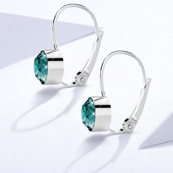 Audrey Lever Back Earrings Embellished with SWAROVSKI® Crystals - Blue Zircon - Image 3