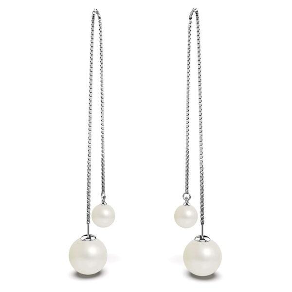 Double Sided Pearl Drop Dangle Earrings Embellished with SWAROVSKI® Crystals - Image 2