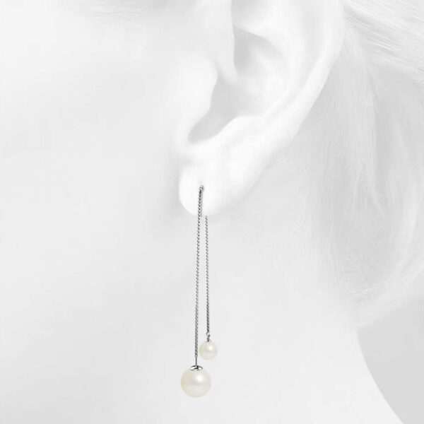 Double Sided Pearl Drop Dangle Earrings Embellished with SWAROVSKI® Crystals - Image 4