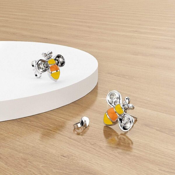 Bumblebee Crystal Earrings White Gold Layered Jewellery - Image 2