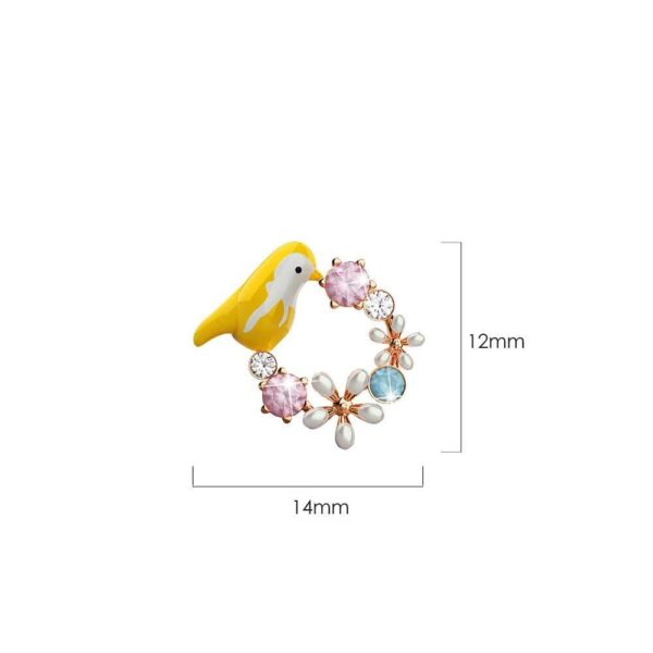 Yellow Bird and Multicolour Floral Austrian Crystal Stud Earrings - Image 6
