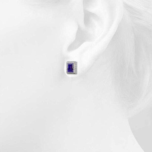 Square Tanzanite Stud Earrings Embellished with Crystals from SWAROVSKI® - Image 4