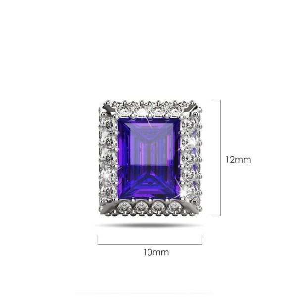 Square Tanzanite Stud Earrings Embellished with Crystals from SWAROVSKI® - Image 5