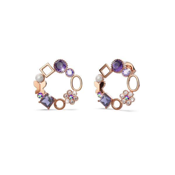 Lavender Geometric Circular Stud Earrings Embellished With SWAROVSKI® Crystals
