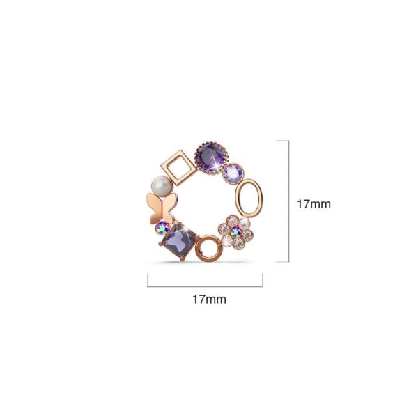 Lavender Geometric Circular Stud Earrings Embellished With SWAROVSKI® Crystals - Image 5