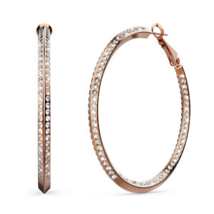 Charlene Multi-rows Preciosa Crystals Hoop Earrings in Champagne Gold