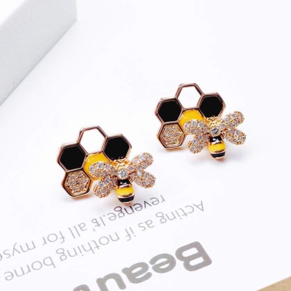 Honeycomb Bee Stud Earrings - Image 4