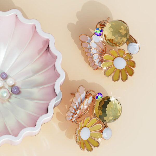 Butterfly Floral Stud Earrings - Image 3