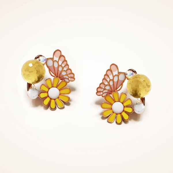 Butterfly Floral Stud Earrings - Image 2
