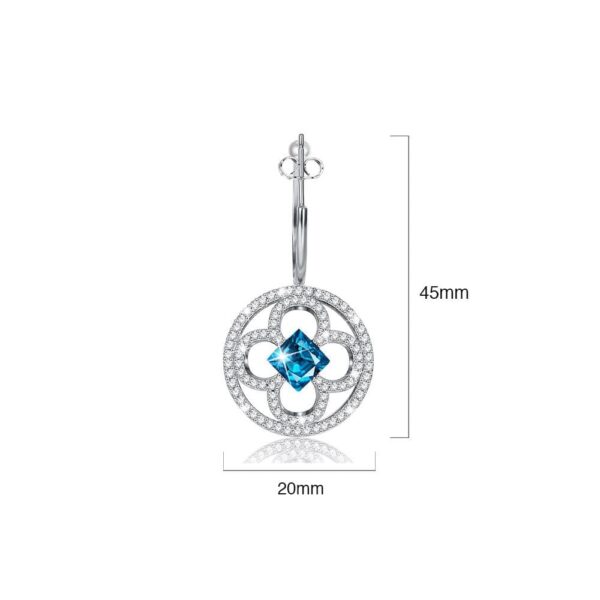 Aqua Blue Clover Drop Earrings With Pearls Embellished With SWAROVSKI® Crystals - Image 5