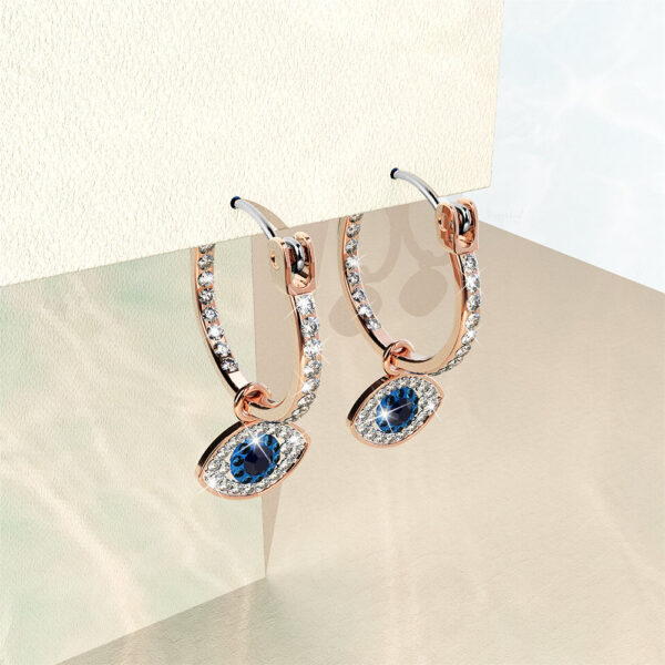 The Evil Eyes Drop Earrings Embellished with SWAROVSKI® Crystals in Rose Gold - Image 2