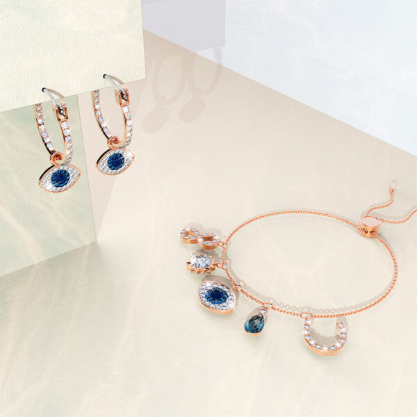 The Evil Eyes Drop Earrings Embellished with SWAROVSKI® Crystals in Rose Gold - Image 3