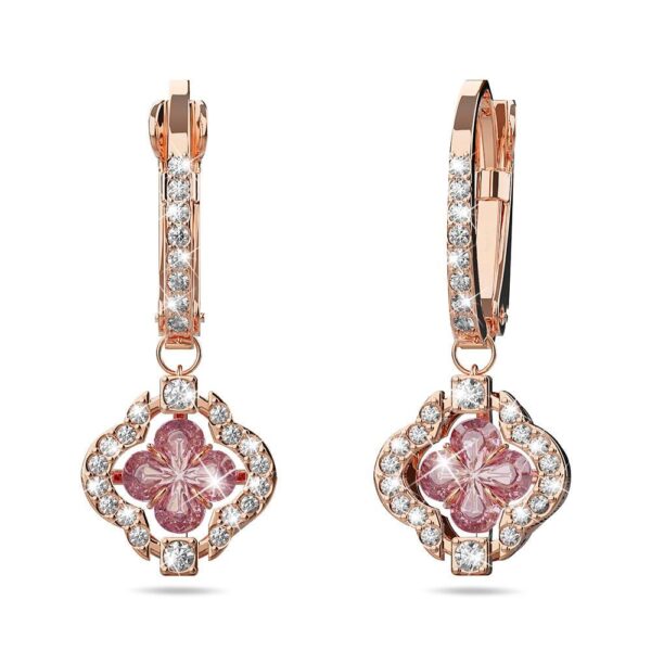 Eternal Flower Clover Drop Earrings Embellished with SWAROVSKI® Crystals in Rose Gold