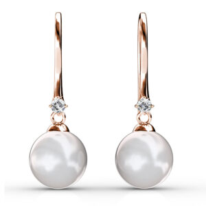 Magnificent Pearl Hook Rose Gold Earrings Embellished with SWAROVSKI® Crystals