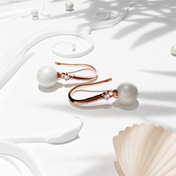 Magnificent Pearl Hook Rose Gold Earrings Embellished with SWAROVSKI® Crystals - Image 3