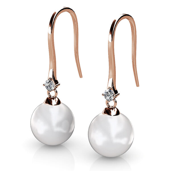 Magnificent Pearl Hook Rose Gold Earrings Embellished with SWAROVSKI® Crystals - Image 2