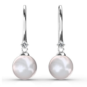 Magnificent Pearl Hook White Gold Earrings Embellished with SWAROVSKI® Crystals