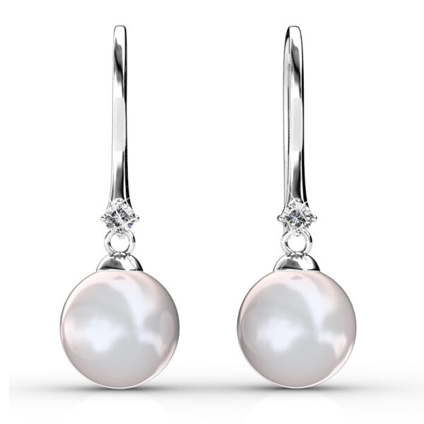 Magnificent Pearl Hook White Gold Earrings Embellished with SWAROVSKI® Crystals