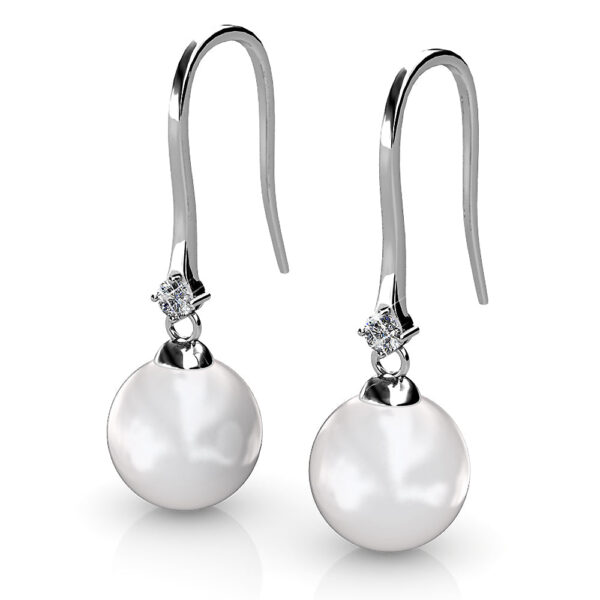 Magnificent Pearl Hook White Gold Earrings Embellished with SWAROVSKI® Crystals - Image 2