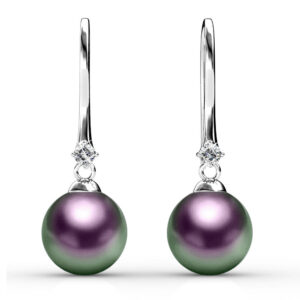 Magnificent Pearl Hook Earrings Embellished with Swarovski® Crystal Iridescent Purple Pearls