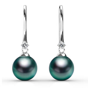 Magnificent Pearl Hook White Gold Earrings Embellished with SWAROVSKI® Crystal Iridescent Tahitian Look Pearls