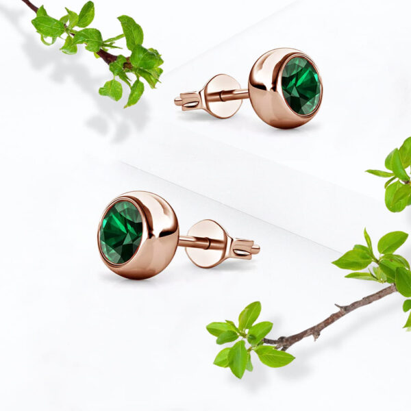 Opulence Earrings Embellished with Emerald  SWAROVSKI® Crystals in Rose Gold - Image 2