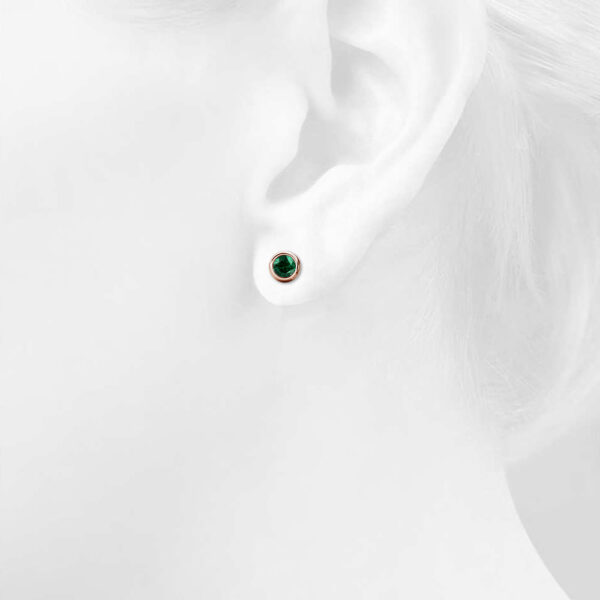 Opulence Earrings Embellished with Emerald  SWAROVSKI® Crystals in Rose Gold - Image 3