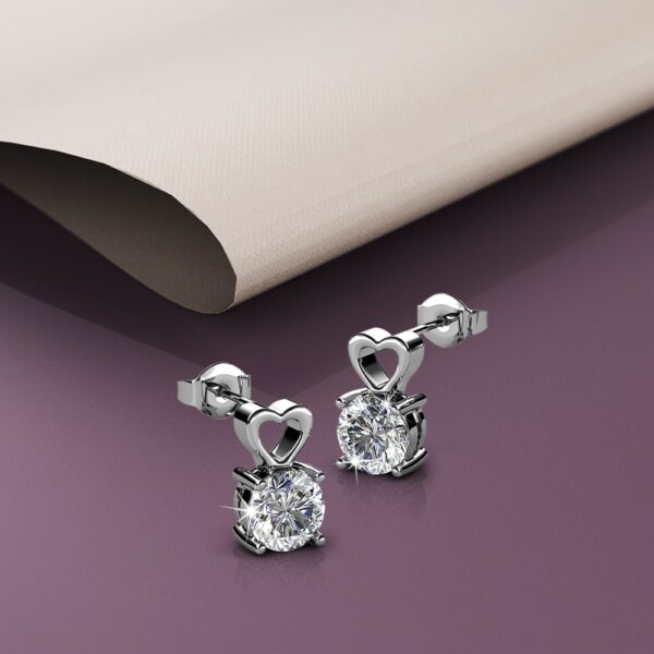 Lofty Heart Drop Earrings Embellished with SWAROVSKI® Crystals - Image 4